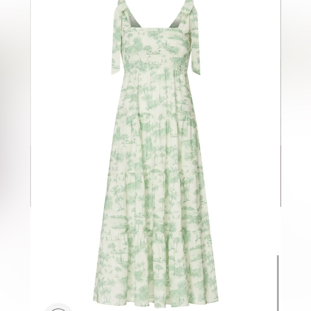 KIVARI Chloe Printed Midi Dress in Green Toile. Size US 8.